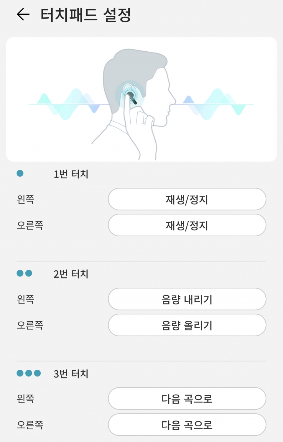 전용 애플리케이션을 사용하면, 터치 센서의 기능을 직접 할당할 수 있다.