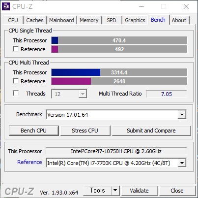 CPU는 6코어 12스레드 구성인 인텔 코어 i7-10750H다.