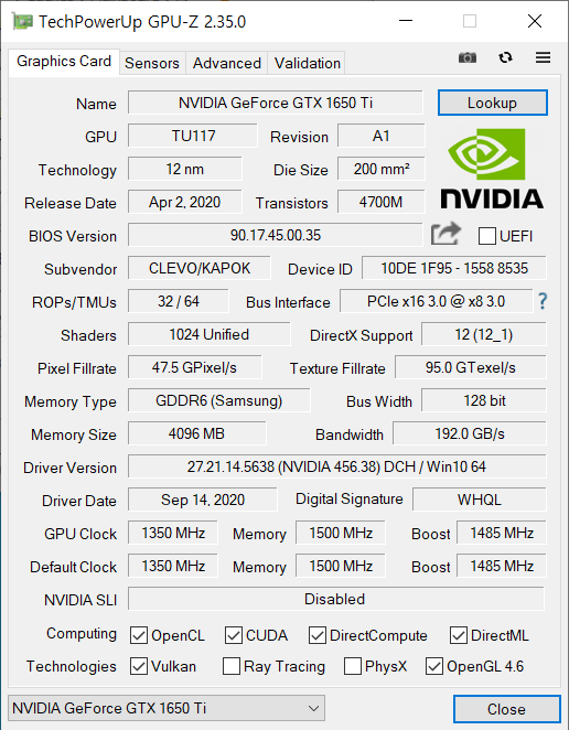 메인스트림 그래픽 카드인 GTX 1650 Ti가 탑재됐다.