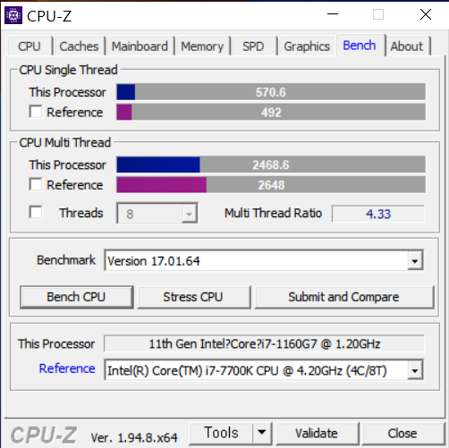 인텔 타이거레이크 모바일 프로세서인 코어 i7-1160G7를 채택했다. 데스크톱 프로세서인 코어 i7-7700K와 대동소이한 성능을 지녔다.