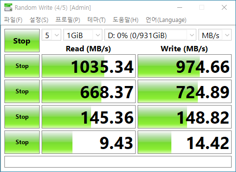 NVMe SSD 속도로 측정된다.