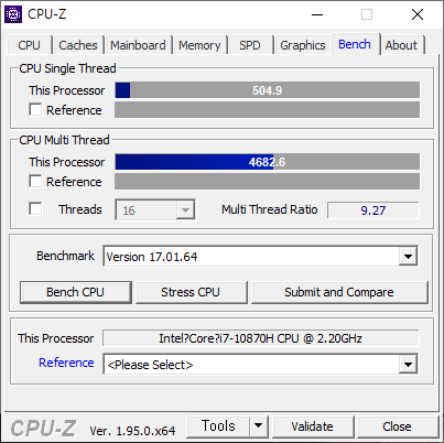 CPU는 8코어 16스레드 구성인 인텔 코어 i7-10870H다.