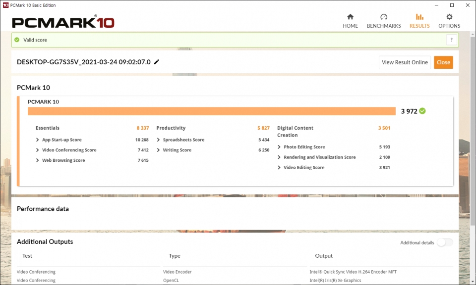 <strong></strong>PCMark 10 총점은 3,972점으로, 전반적으로 고른 성능을 보여준다.​​​​​​​<strong></strong><br>