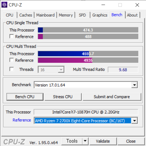 CPU는 8코어 16스레드 구성인 인텔 코어 i7-10870H다.