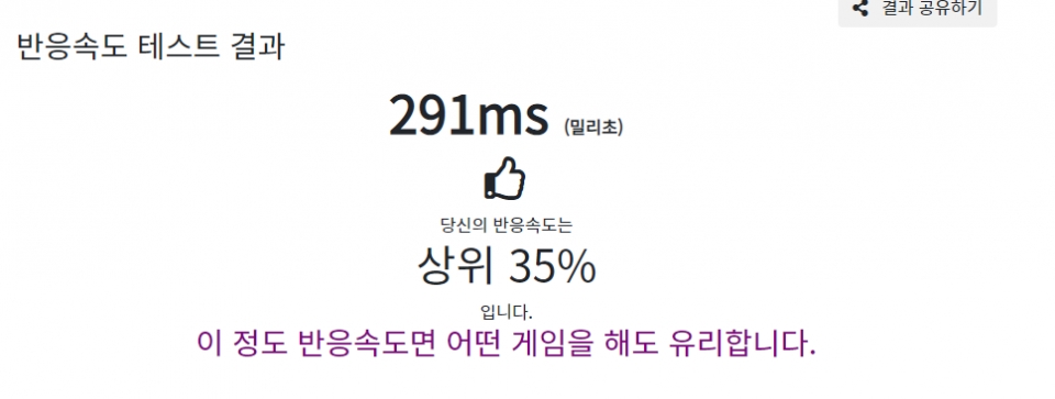 마우스 반응 속도 테스트에서도 평소보다 약 50ms가량 빠르게 측정되는 것을 확인할 수 있었다.<br>