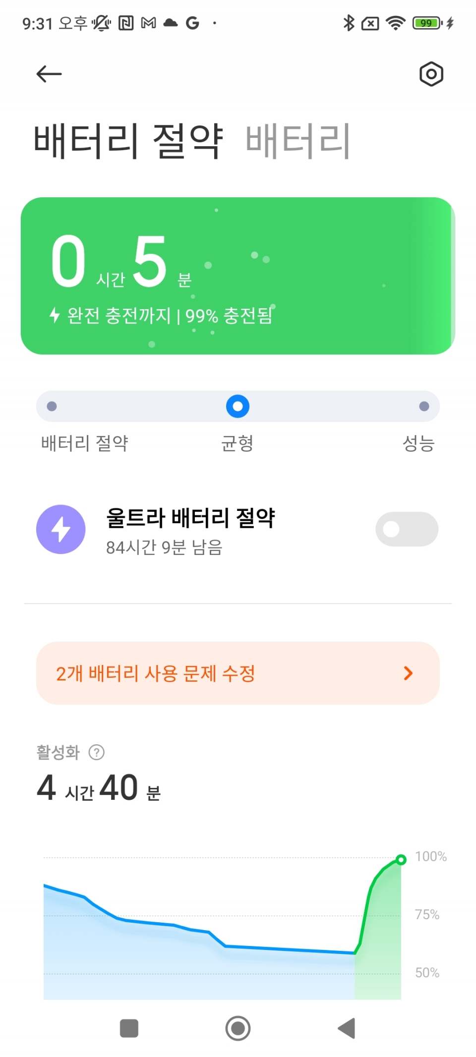 배터리가 충분히 충전되면 자동으로 출력을 멈춰 과충전을 방지한다.