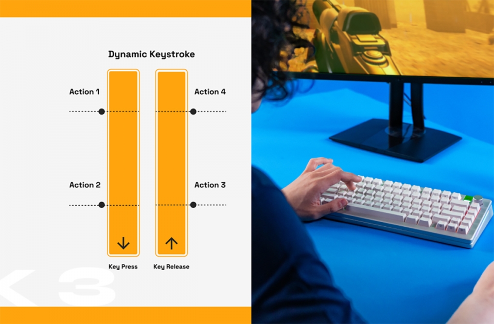 키를 누르는 깊이에 따라 다른 기능을 설정할 수 있는 ‘다이나믹 스트로크’