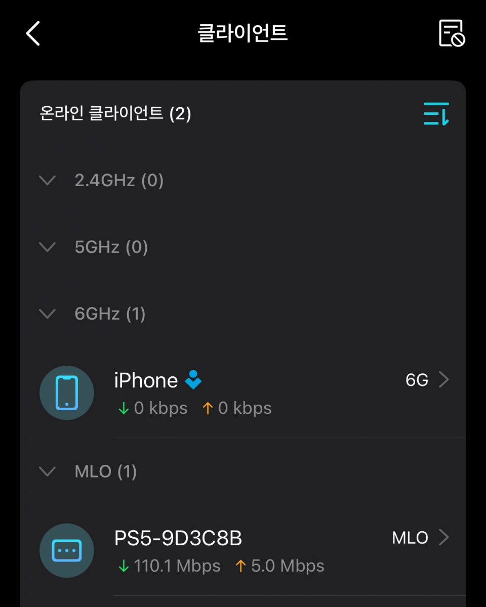 플레이스테이션 5 프로와 Archer GE800을 무선으로 연결해보니, Wi-Fi 7의 핵심 기능인 멀티 링크 동작(MLO)이 작동하는 것을 확인할 수 있었다.